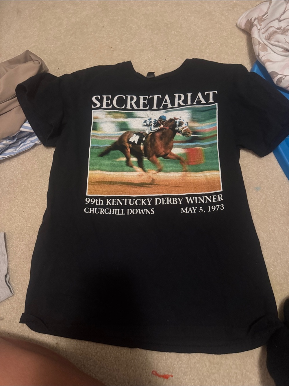 Secretariat Black Graphic Kids T‑Shirt - Kentucky Derby Winner
